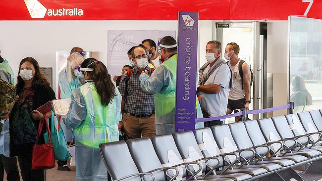 A Virgin Australia cabin crew member who flew from Brisbane to Melbourne tested positive to Covid-19. Picture : Ian Currie