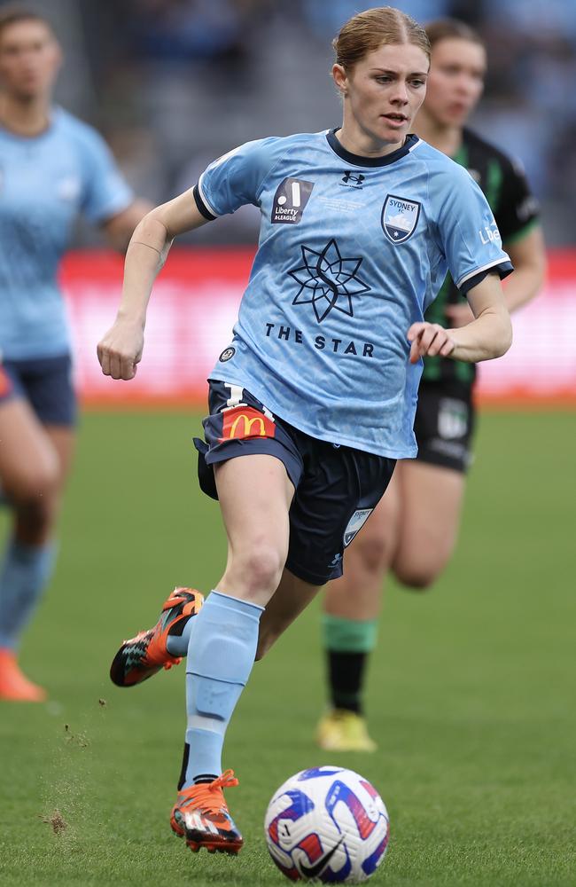 Cortnee Vine takes off on a dribble for Sydney FC in this year’s A-League Women's grand final win over Western United. Picture: Mark Kolbe/Getty Images