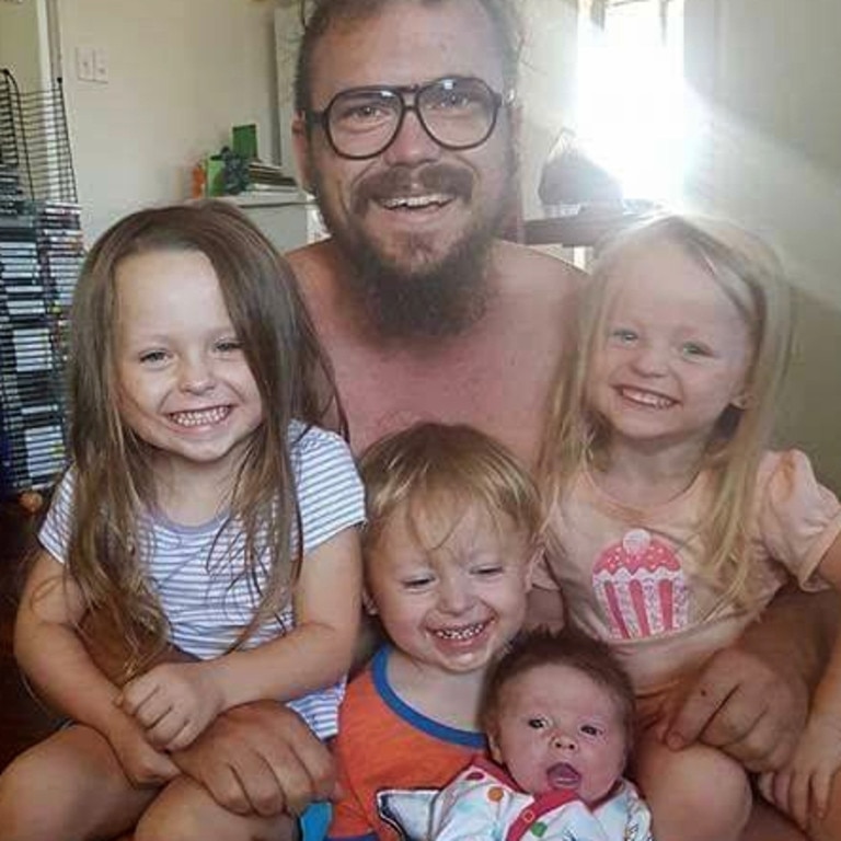 James McLeod, pictured with his kids, has questioned why his family were on the highway on the night of the crash. Picture: Facebook