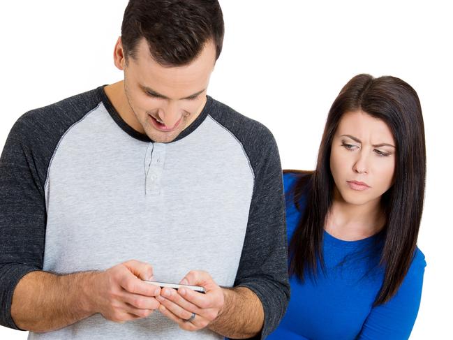 Cheating husband on mobile phone generic for Ruth Simmons column