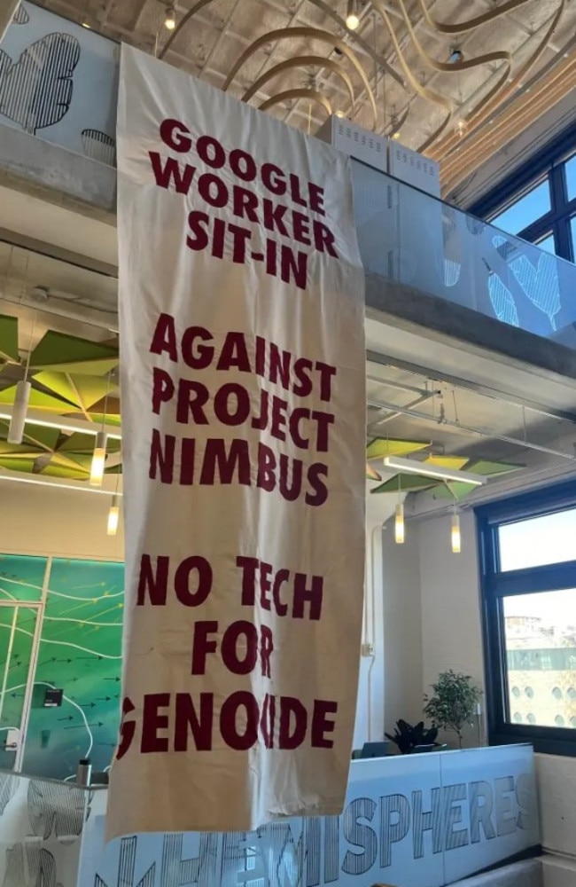 The protests were part of a longstanding campaign by a group of organisations and people who largely don’t work at Google, the company said. Picture: X/@NoTechApartheid