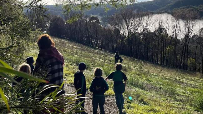 Students during outdoor lessons at Basket Range Primary School, which parents say is at risk of closing down. Picture: Supplied