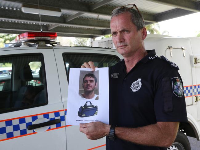 Senior Sergeant Ed Lukin giving an update on Victorian man Milan Lemic missing in the Daintree. PICTURE: STEWART MCLEAN