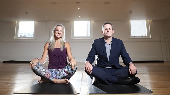 Trish May and David Lienert have reopened Yoga studio Alceme in Victoria St, Hobart. Picture: LUKE BOWDEN