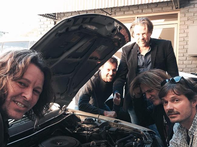 Powderfinger “reunited” after the Splendour one-off gig. Picture: @powderfinger_bandofficial/Instagram