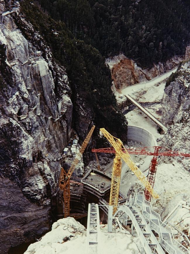 The construction of the Gordon Dam in the early 70s. Picture: Supplied.