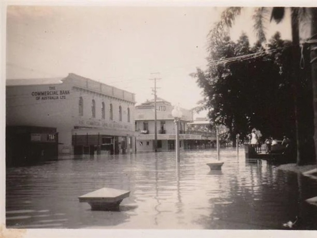 Flooding in Maryborough's streets in 1955.