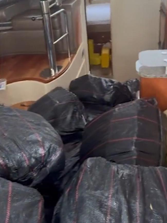 Each of the 37 bails contained 28 blocks of cocaine. Supplied by NSW Police.