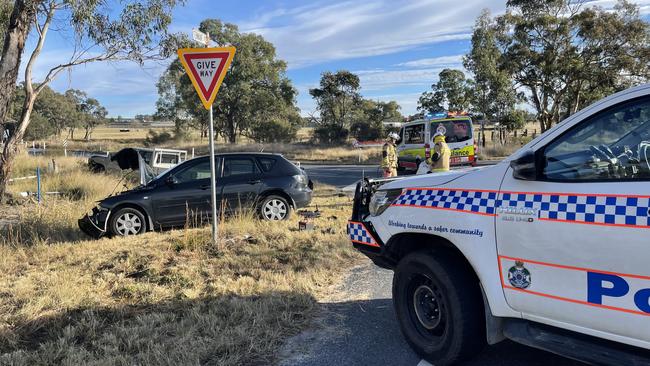 Woman hospitalised after head-on car crash