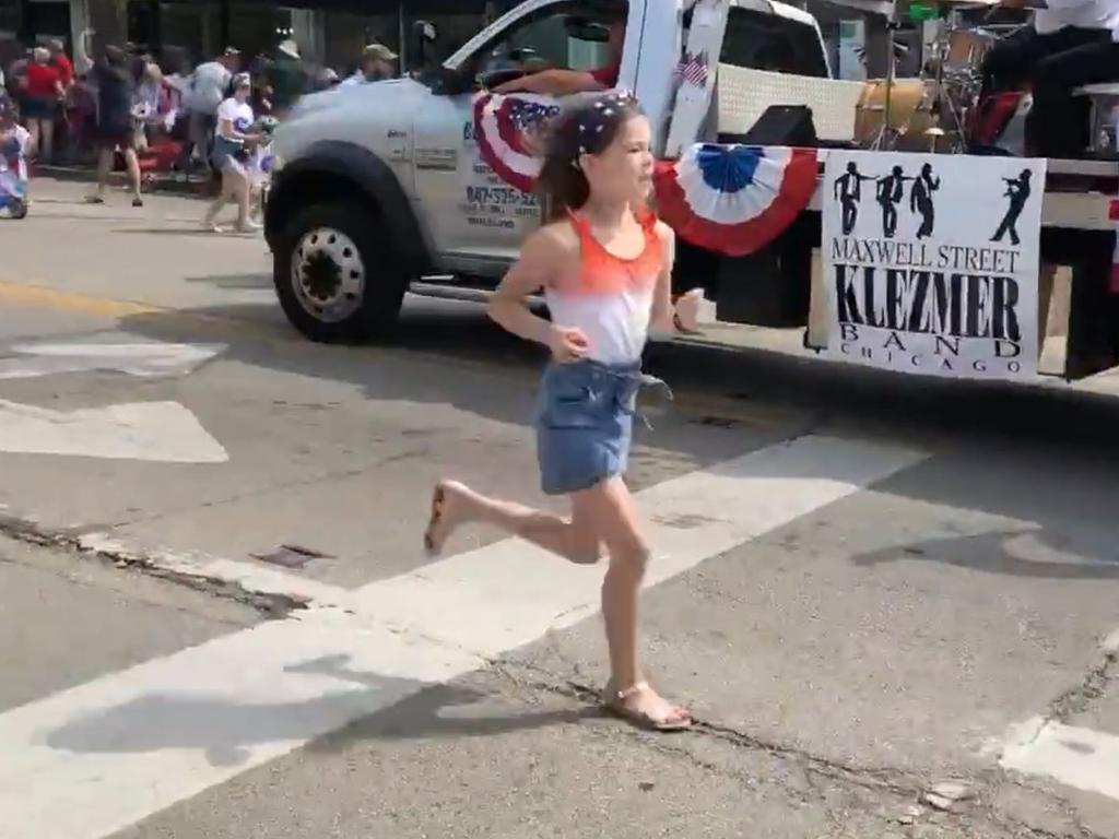 A young girl runs as the shooter opens fire. Picture: Twitter