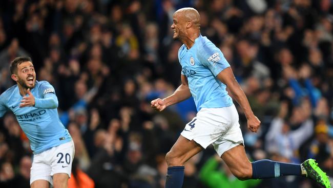 Vincent Kompany’s goal helped Manchester City score a 1-0 win. Picture: Getty Images