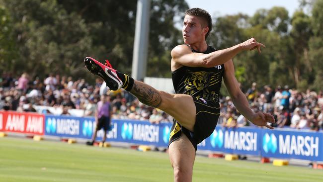 Marsh Community Series. Collingwood vs Richmond in the Norm Winns Oval in Wangaratta. 01/03/2020. Liam Baker of the Tigers. Pic: Michael Klein