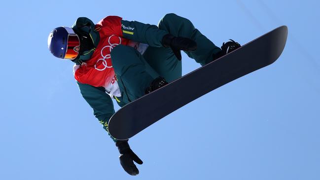 Scotty James of Team Australia performs a trick during the Snowboard Halfpipe training session on Day 2 of the Beijing 2022 Winter Olympic Games at Genting Snow Park on February 06, 2022 in Beijing, China. (Photo by Ezra Shaw/Getty Images)