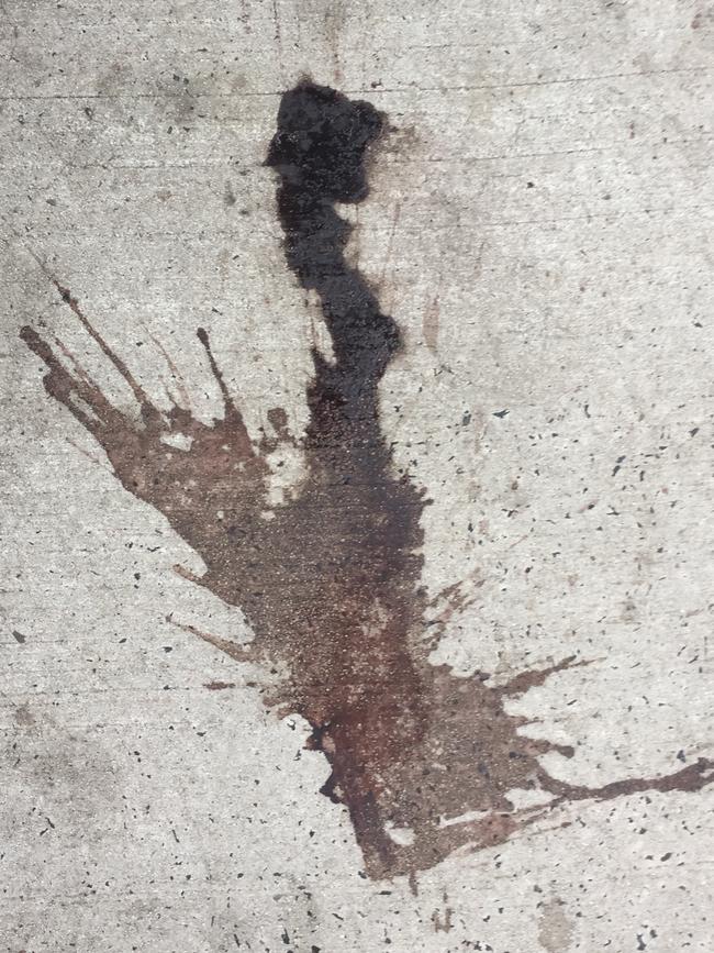 A dark stain near the scene of a violent brawl at Westfield Fountain Gate.