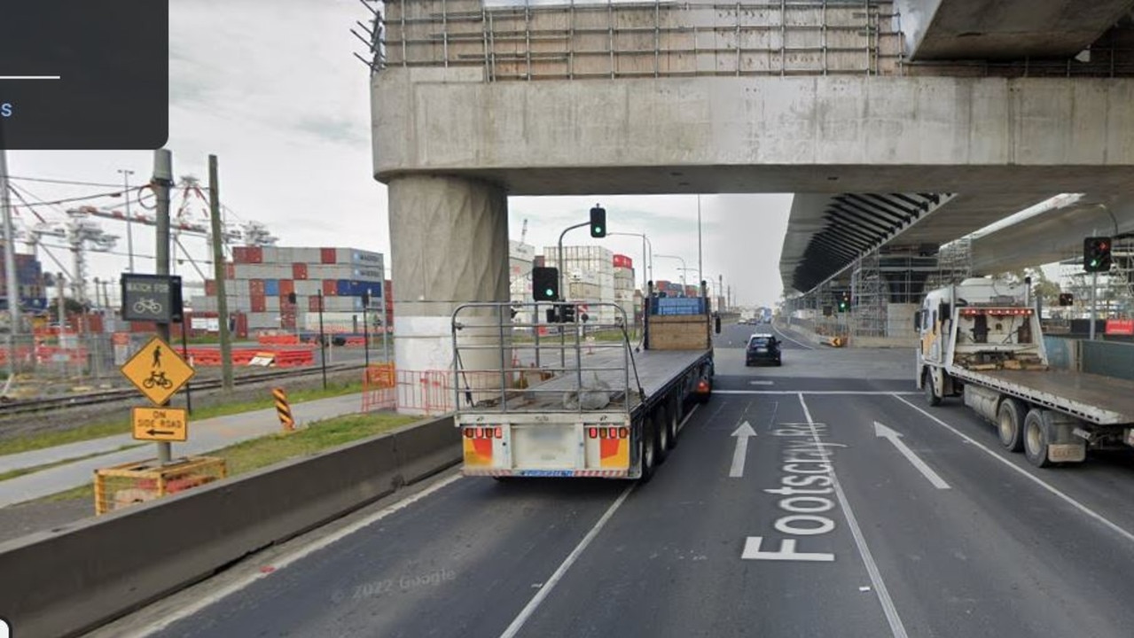 The intersection of Footscray and Dock Links roads, where Mr Collins died on Thursday. Picture: Google Maps