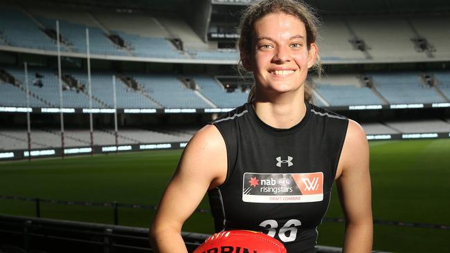 Nina Morrison at Marvel Stadium for the AFLW draft combine. Picture: AAP