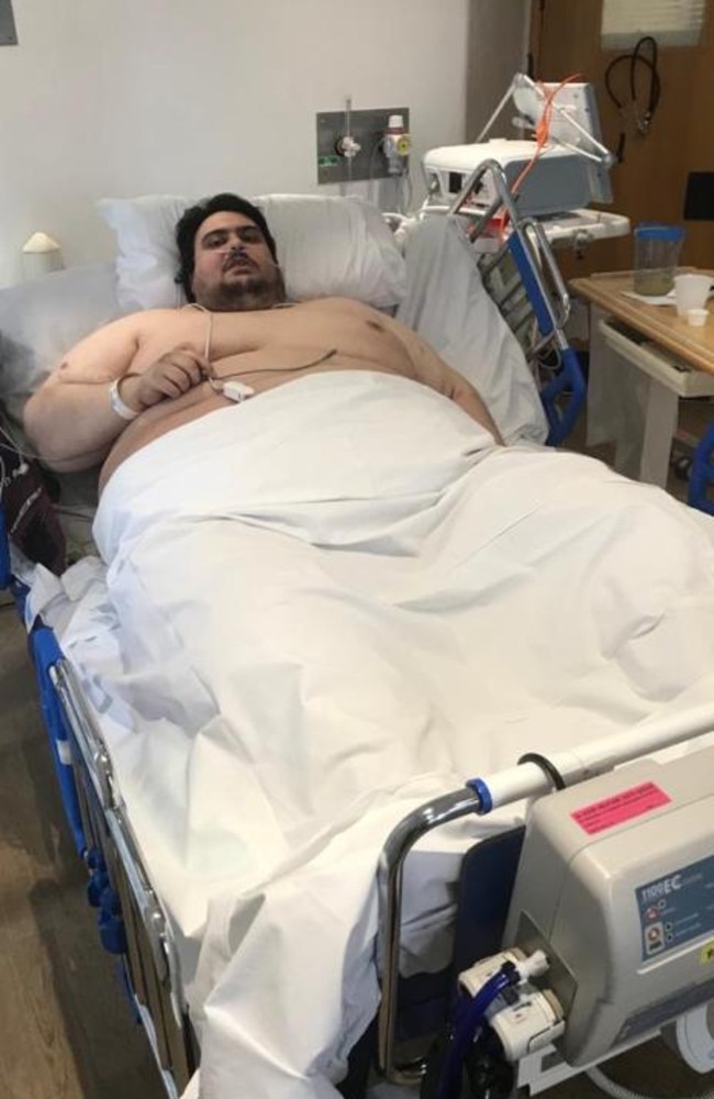 His weight rocketed to more than 300kg about he developed a fast food addiction. Picture: The Sun