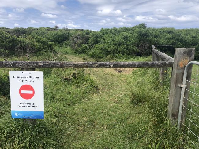 Northern Beaches Council has placed signs in a reserve behind Dee Why Beach to help prevent homeless men returning to set up camps after their makeshift dwellings were removed by the council on October 3. Picture: Jim O'Rourke