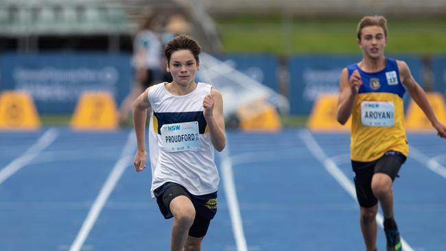 Jack Proudford from Maroota winning his 200m sprint title.