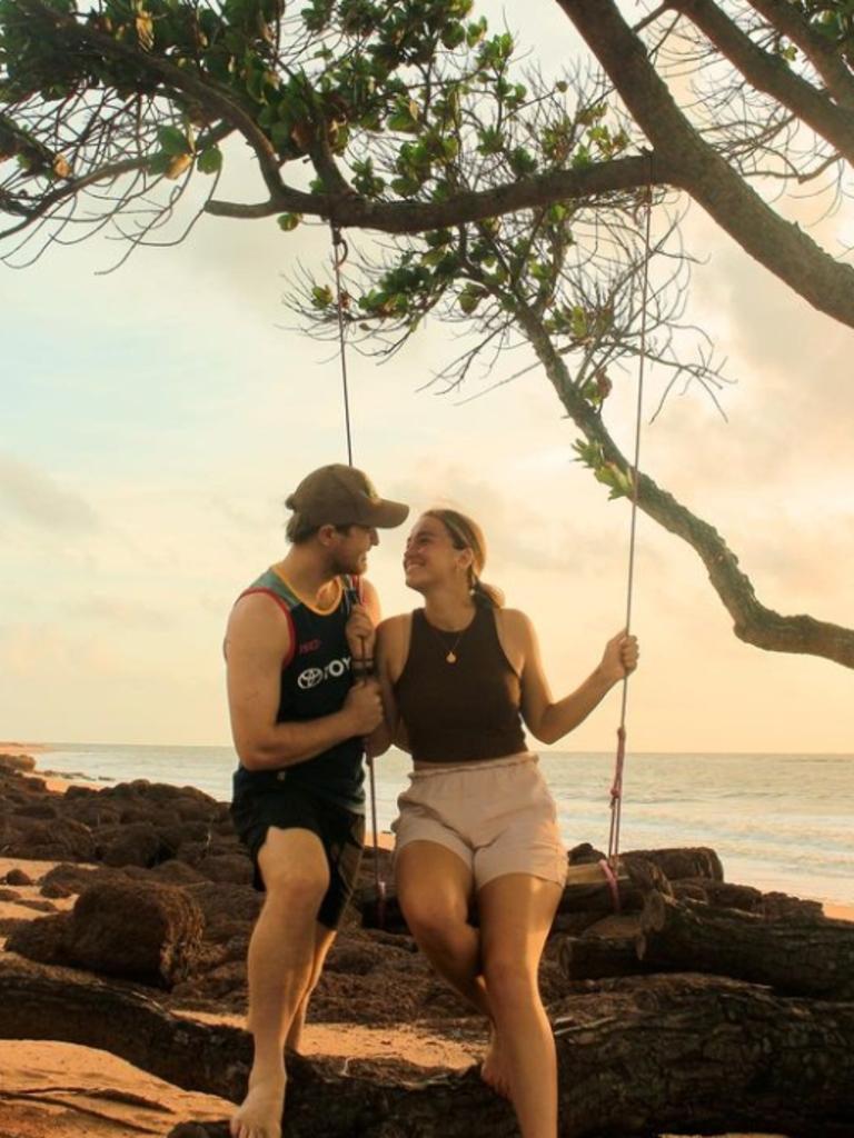 Jesse and Levi Griggs at Dundee Beach in Darwin. Picture: Instagram @griggs.outdoors