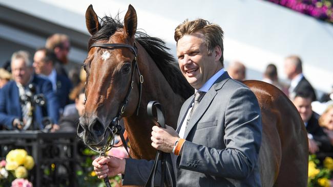 Bjorn Baker after Ozzmosis won the Coolmore Stud Stakes at Flemington Racecourse on November 04, 2023 in Flemington, Australia. (Photo by Reg Ryan/Racing Photos via Getty Images)