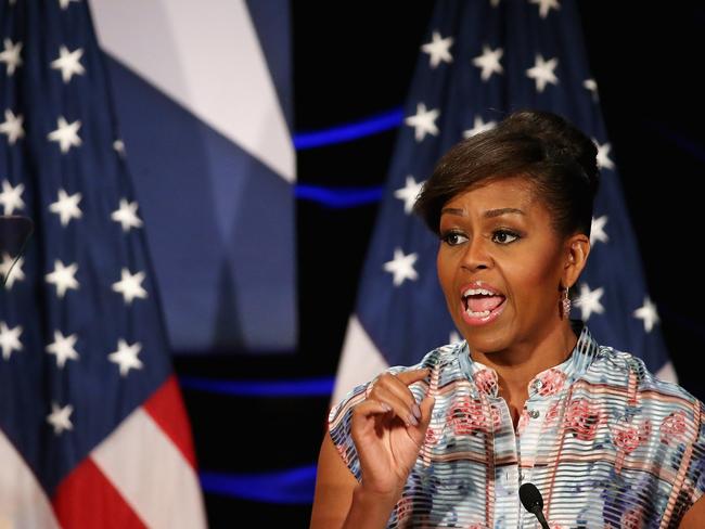 Number 10 ... US first lady Michelle Obama addresses leaders from the Department of Veterans Affairs, Congress, corporations, nonprofits and faith communities in Washington DC. Picture: Chip Somodevilla/Getty Images/AFP