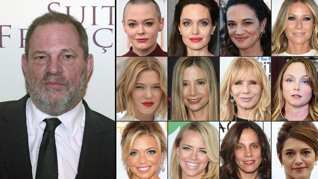 Harvey Weinstein and some of the women he is said to have harassed. Picture: AFP