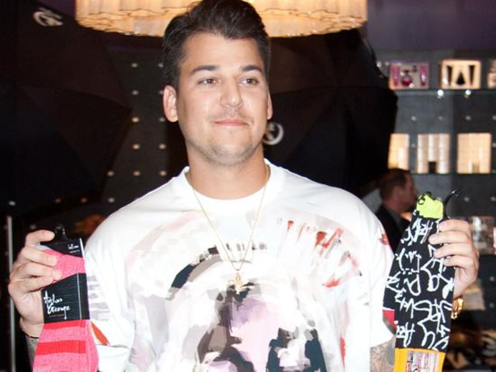 Rob Kardashian with his Arthur George socks.  Picture:  Splash