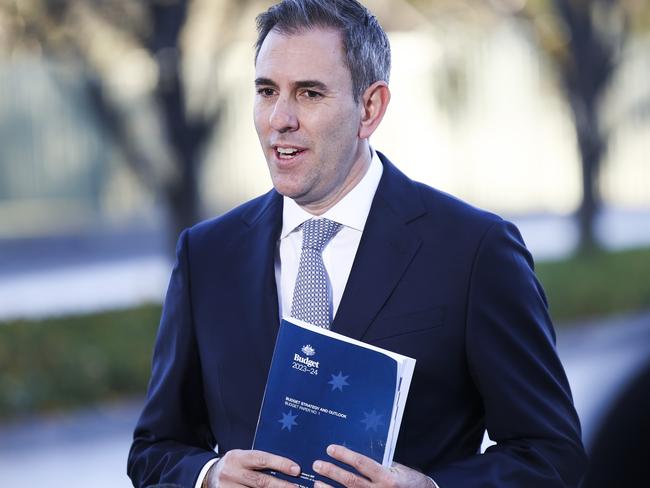 CANBERRA, AUSTRALIA. NCA NewsWire Photos. MAY 9TH, 2023. Federal Treasurer Jim Chalmers walking through the ministerial entrance of parliament before a press conference ahead of the Federal Budget announcement. Picture: NCA NewsWire/ Dylan Robinson