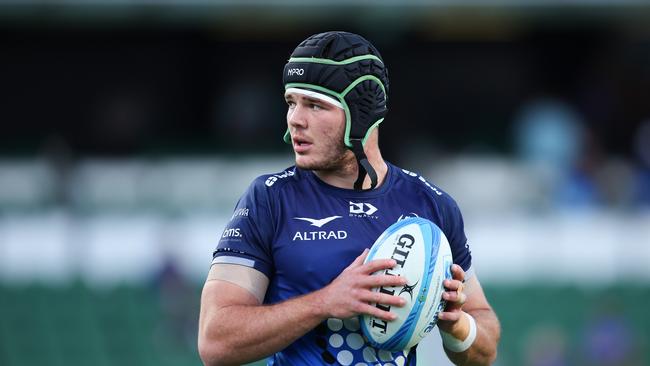 PERTH, AUSTRALIA - JUNE 01: Carlo Tizzano of the Force looks on as he warm's up during the round 15 Super Rugby Pacific match between Western Force and ACT Brumbies at HBF Park, on June 01, 2024, in Perth, Australia. (Photo by James Worsfold/Getty Images)