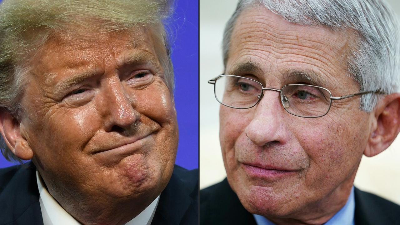 US President Donald Trump and Anthony Fauci director of the National Institute of Allergy and Infectious Diseases, have not seen eye-to-eye during the pandemic. Picture: Saul Loeb and Mandel Ngan/AFP