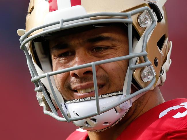 SANTA CLARA, CA - JANUARY 03: Jarryd Hayne #38 of the San Francisco 49ers warms up prior to playing the St. Louis Rams in their NFL game at Levi's Stadium on January 3, 2016 in Santa Clara, California. (Photo by Ezra Shaw/Getty Images)