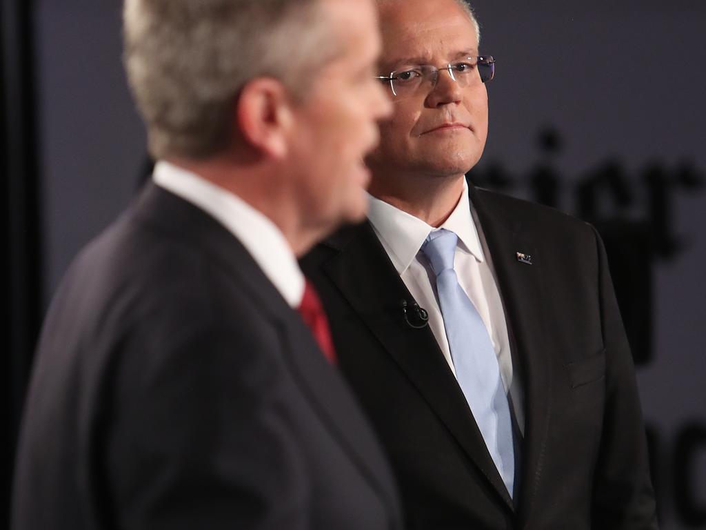 The Opposition Leader accused the PM of being a ‘space invader’ during the Sky News/Courier-Mail face-off. Picture: Kym Smith/News Corp Australia