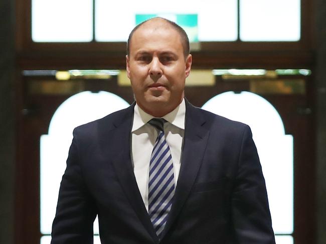 Treasurer Josh Frydenberg is seen during a press conference in Melbourne, Friday, April 12, 2019. (AAP Image/David Crosling) NO ARCHIVING