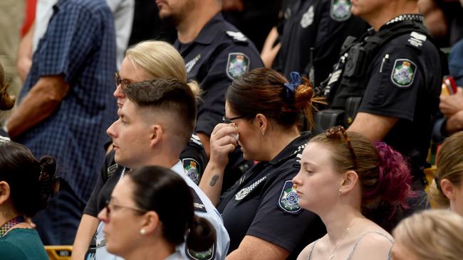 Police memorial serive fro Constable Rachel McCrow and Constable Matthew Arnold at the Townsville Stadium. Picture: Evan Morgan