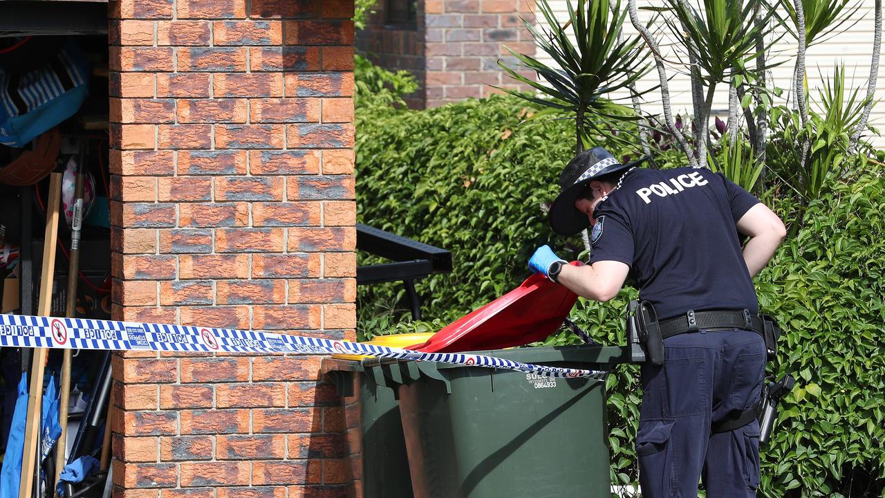 Police searched the bins at the Baxter home in Carindale. Photographer: Liam Kidston