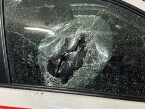 Damage to police cars doing patrols in Murgon and Cherbourg.