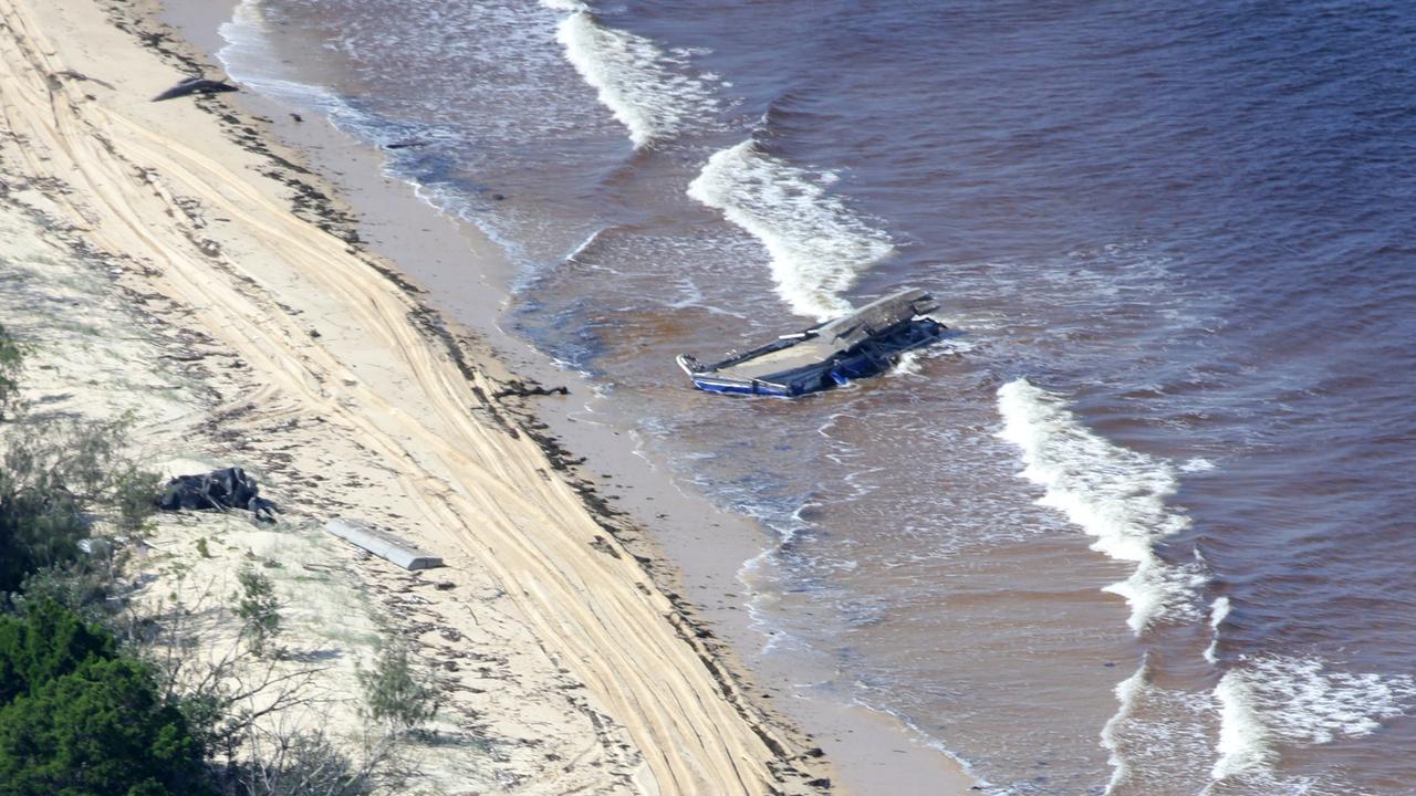 The flood debris washed up on Moreton Island. Picture: Steve Pohlner