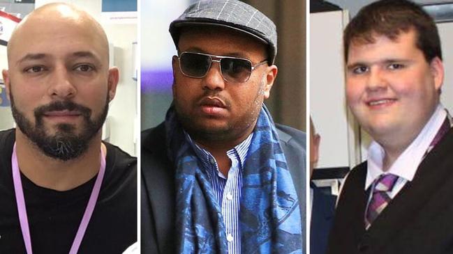 Three rorters caught and convicted of defrauding the NDIS. Left to right: Alaedine Rifai, Mohamed Omar and Mitchell Landry.