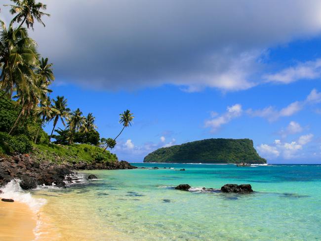 Paradise tropical beach in Pacific Ocean with turquoise water, golden sand and exotic palm trees. Idyllic holiday escape, view from Lalomanu beach in Upolu to Nu"u utele island, SamoaPhoto - istockESCAPE 12 June 2022My Hols Peter Kuruvita