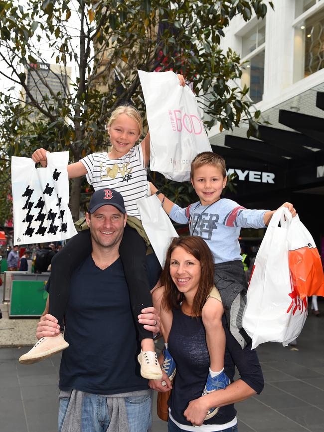 Michael Bretherton and Charlee Bretherton, 7, with Kristine Bretherton and Crosby Bretherton, 5, from Mansfield. Picture: Josie Hayden