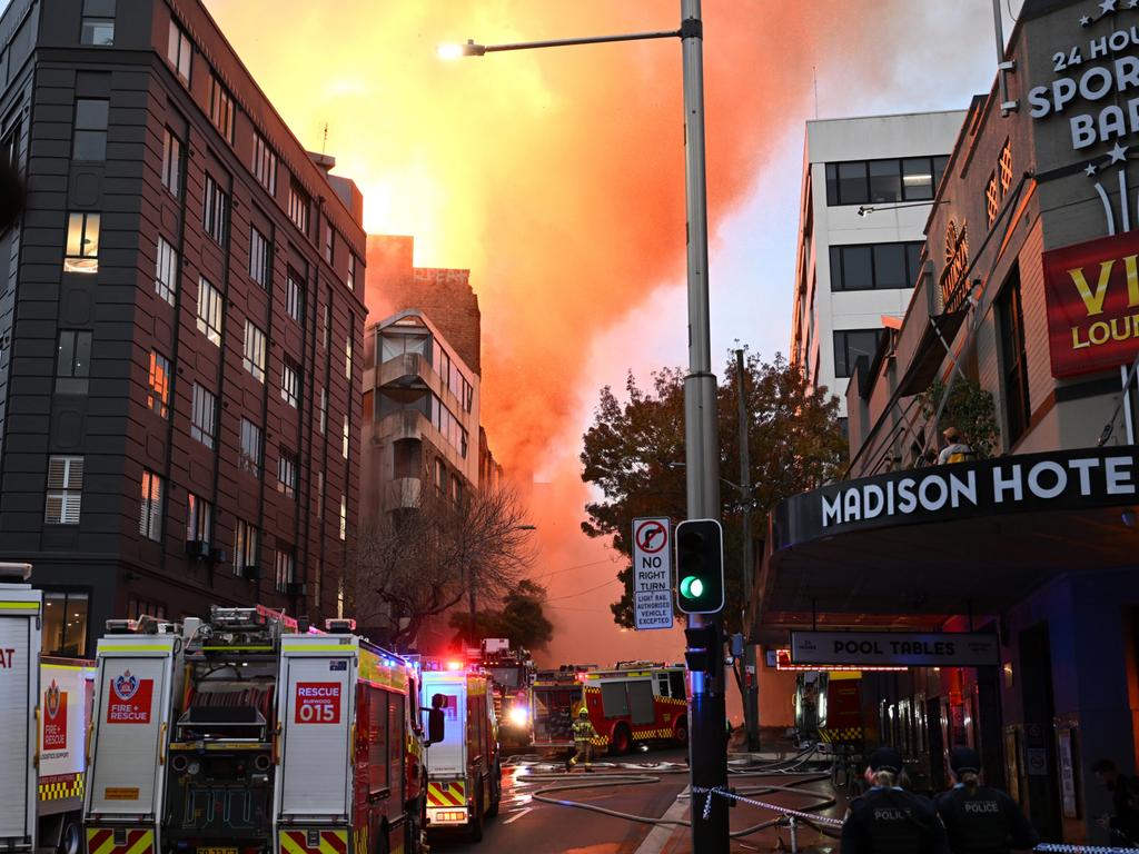 A massive fire engulfed a building in Sydney's CBD. Picture: Dean Lewins/AAP