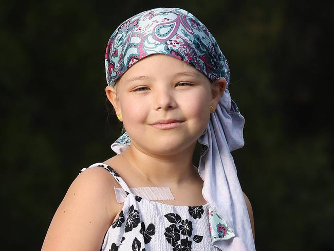 Skyler Ermler, 9, will undergoing a partial leg amputation after being diagnosed with Osteosarcoma, Fitzgibbon. Picture: Liam Kidston