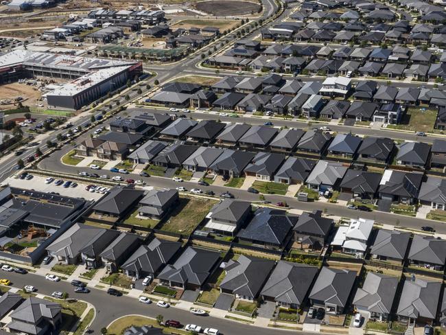 SYDNEY, AUSTRALIA - OCTOBER 23: An aerial view of the sprawling new housing estates of Oran Park on October 23, 2019 in Sydney, Australia. The local Government area of Camden is one of the fastest growing areas in Australia, with a boom in residential and commercial development. Housing prices are also expected to rise with the announcement of two new Metro West stations to be built in the Western Sydney area. (Photo by Brook Mitchell/Getty Images)