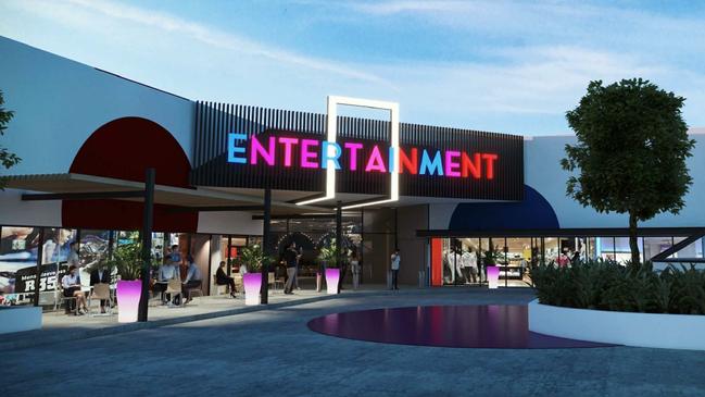 Proposed designs for a refurbished entertainment and leisure precinct at the Strathpine Centre. Images: Thomson Adsett.