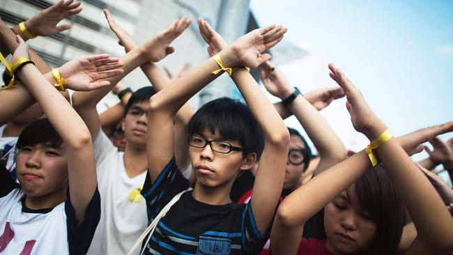 Joshua Wong at a protest in 2014. Picture: Anthony Kwan/Getty Images