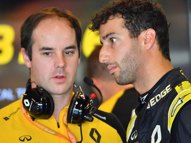 Renault's Australian driver Daniel Ricciardo is pictured during the first practice session on November 29, 2019, at the Yas Marina Circuit in Abu Dhabi, two days ahead of the final race of the season. (Photo by Giuseppe CACACE / AFP)