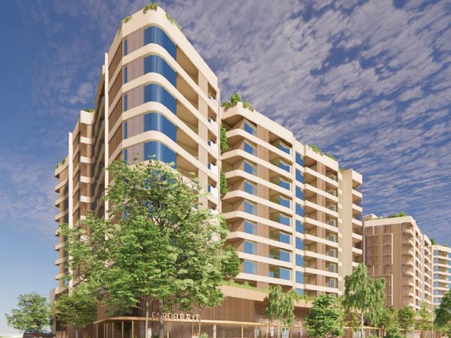 Fairfield & Co build to rent project in Idalia. View of approach Darcy Drive through the precinct. Picture: Geon.