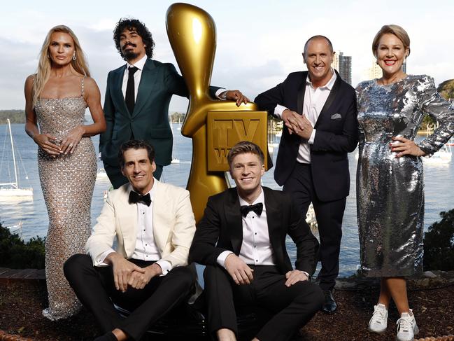 DAILY TELEGRAPH 23RD JUNE 2024Pictured at Elizabeth Bay in Sydney are the 2024 Gold Logie Award nominees, Sonia Kruger, Tony Armstrong ,  Andy Lee, Robert Irwin, Larry Emdur and Julia Morris.Picture: Richard Dobson