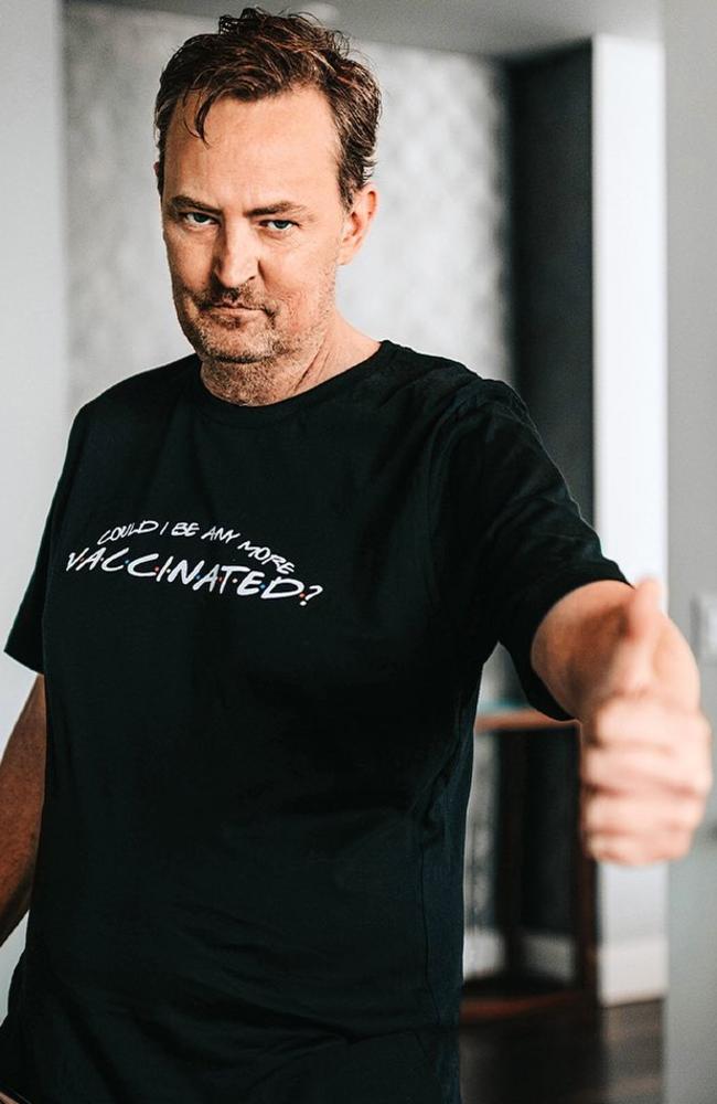 Matthew Perry came under fire for his Covid-themed merchandise. Picture: Instagram